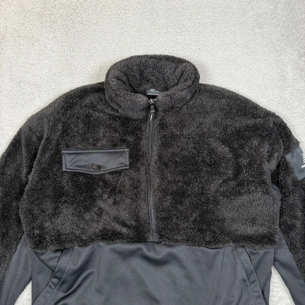 New Balance Mens Black Sherpa Fleece Half Zip Pullover‎ Hybrid Jacket Large